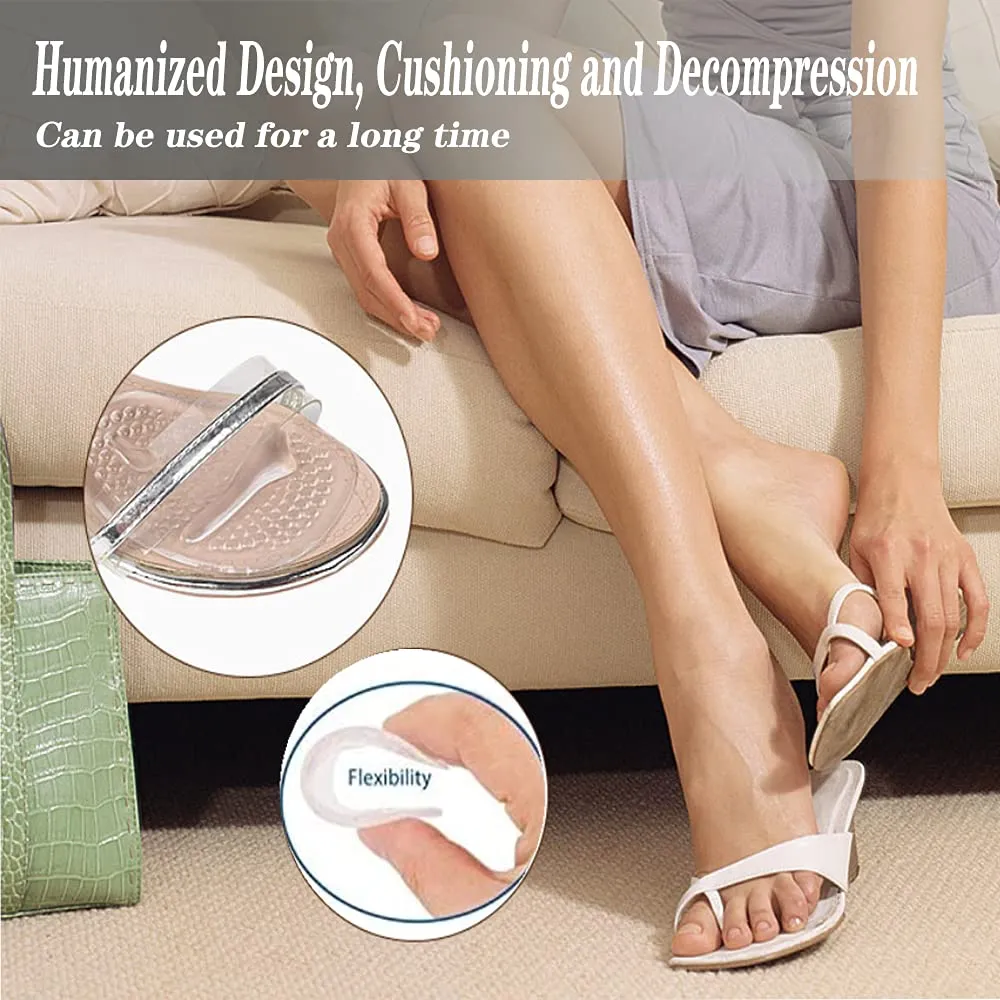 3 Pairs Gel Insoles, Non Slip Inner Shoe Sticky Gel Pads, Gel Cushions for Feet, High Heel Pads, Foot Pain Relief Pads, Feet Protectors Gel Cushions Suitable Men Women