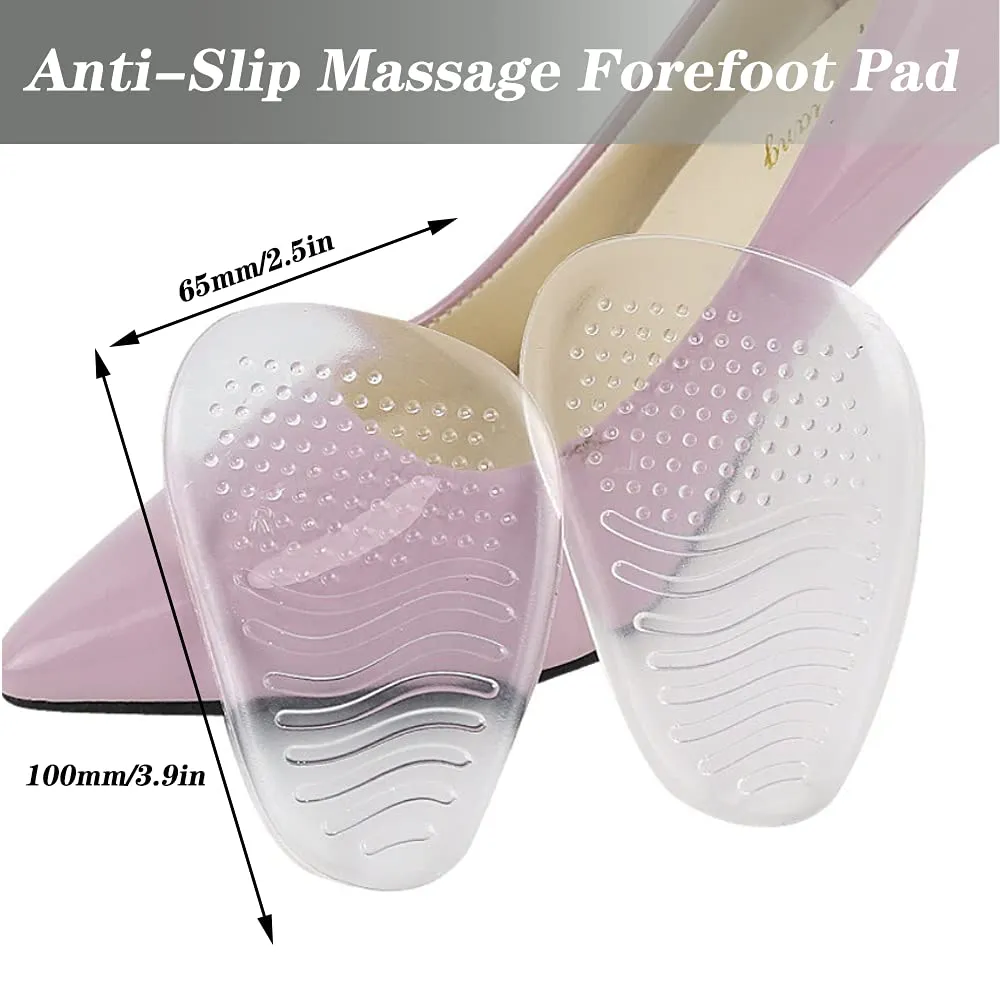 3 Pairs Gel Insoles, Non Slip Inner Shoe Sticky Gel Pads, Gel Cushions for Feet, High Heel Pads, Foot Pain Relief Pads, Feet Protectors Gel Cushions Suitable Men Women