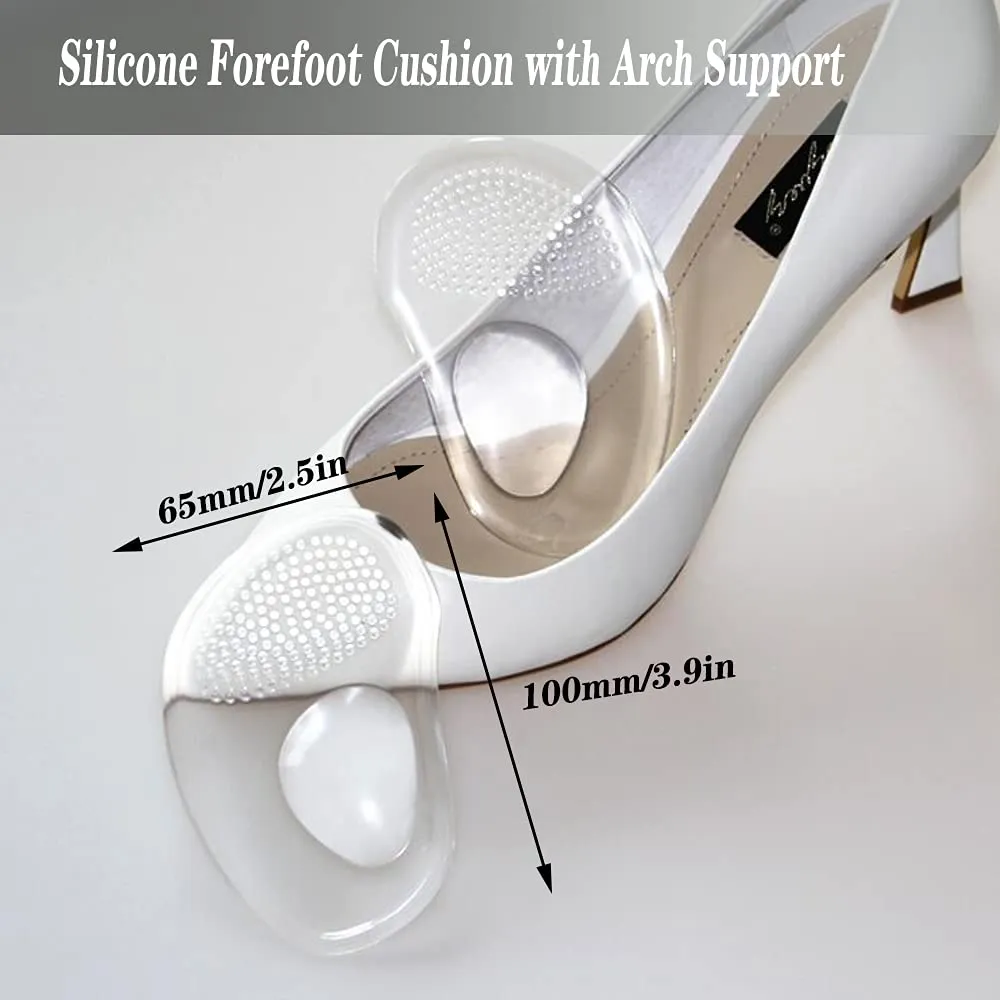 3 Pairs Gel Insoles, Non Slip Inner Shoe Sticky Gel Pads, Gel Cushions for Feet, High Heel Pads, Foot Pain Relief Pads, Feet Protectors Gel Cushions Suitable Men Women