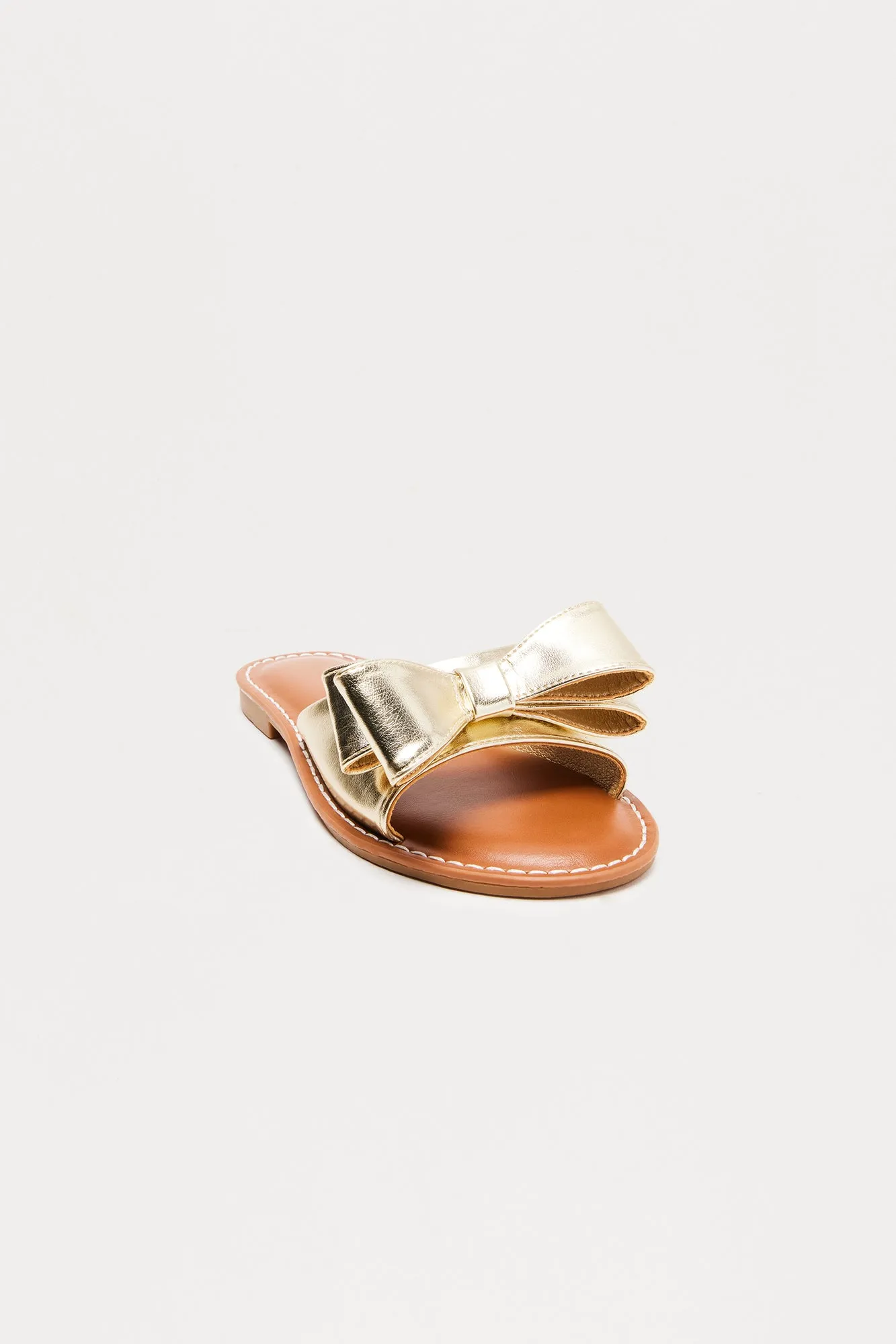 Anfield Bow Faux Leather Sandals - Gold