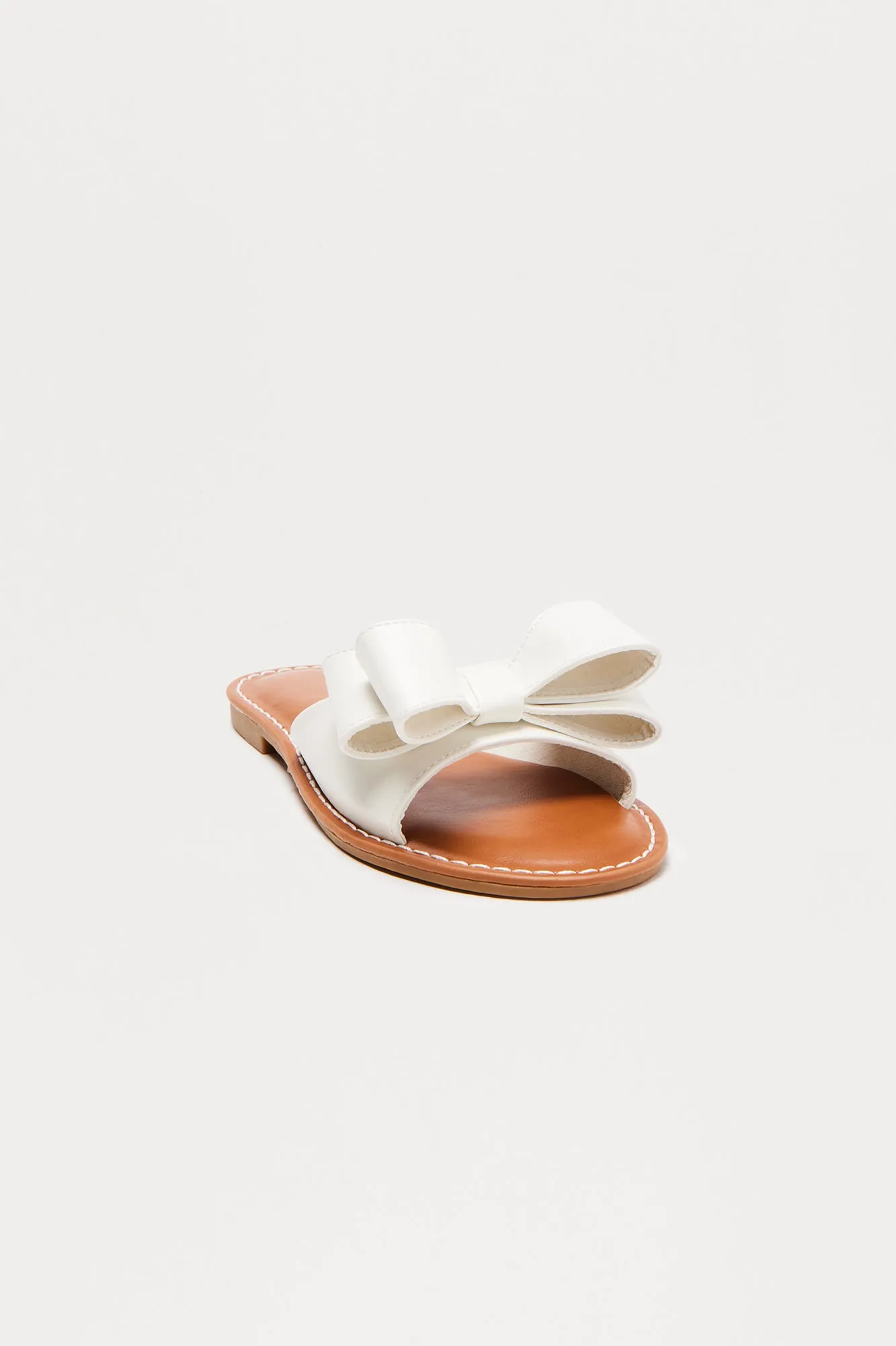 Anfield Bow Faux Leather Sandals - White