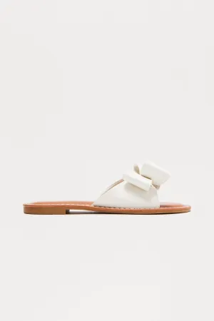 Anfield Bow Faux Leather Sandals - White