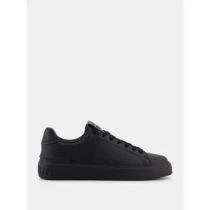 BALMAIN B-COURT MONOCHROME BLACK LEATHER SNEAKERS