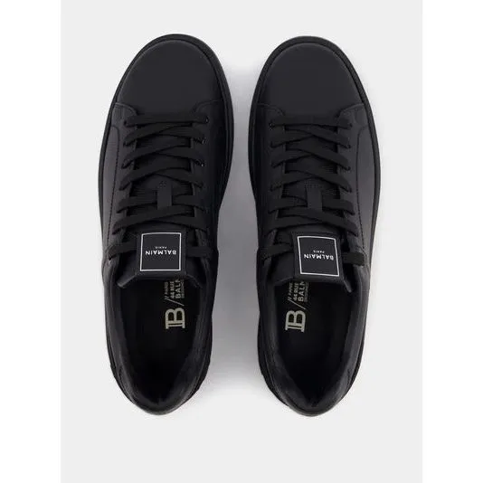 BALMAIN B-COURT MONOCHROME BLACK LEATHER SNEAKERS