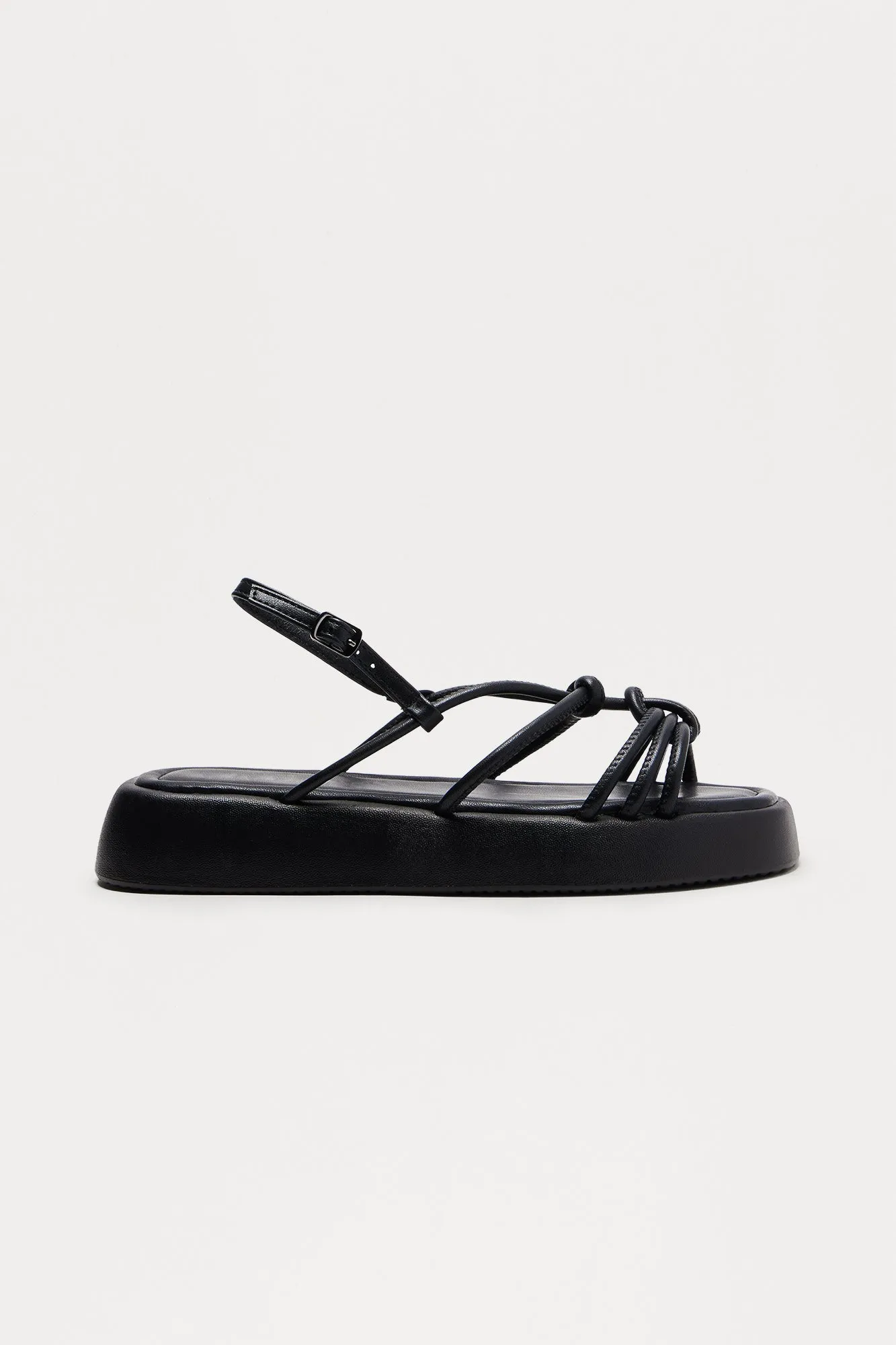 Barrie Faux Leather Sandals - Black