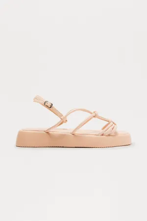 Barrie Faux Leather Sandals - Nude