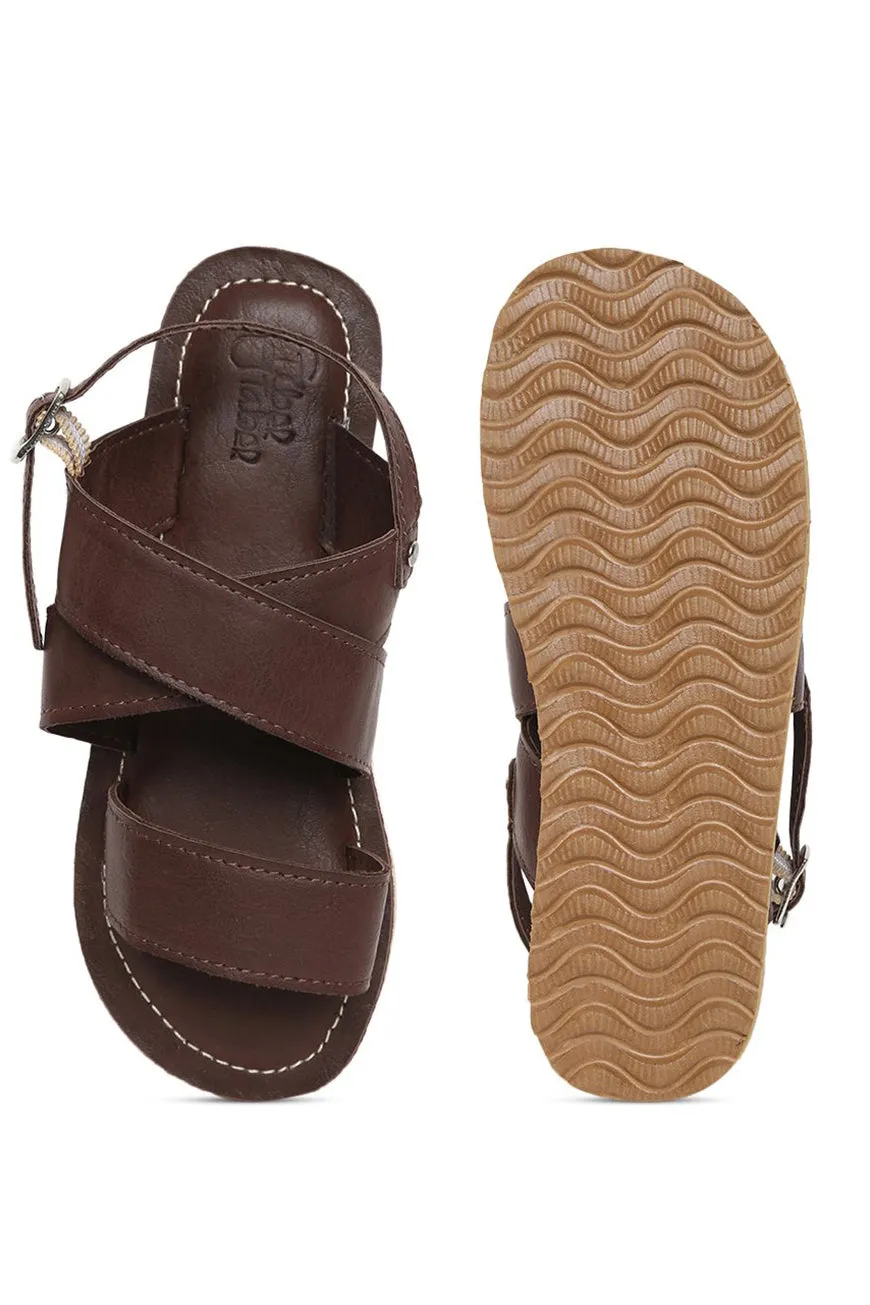 Boys Mocha Criss Cross Sandal
