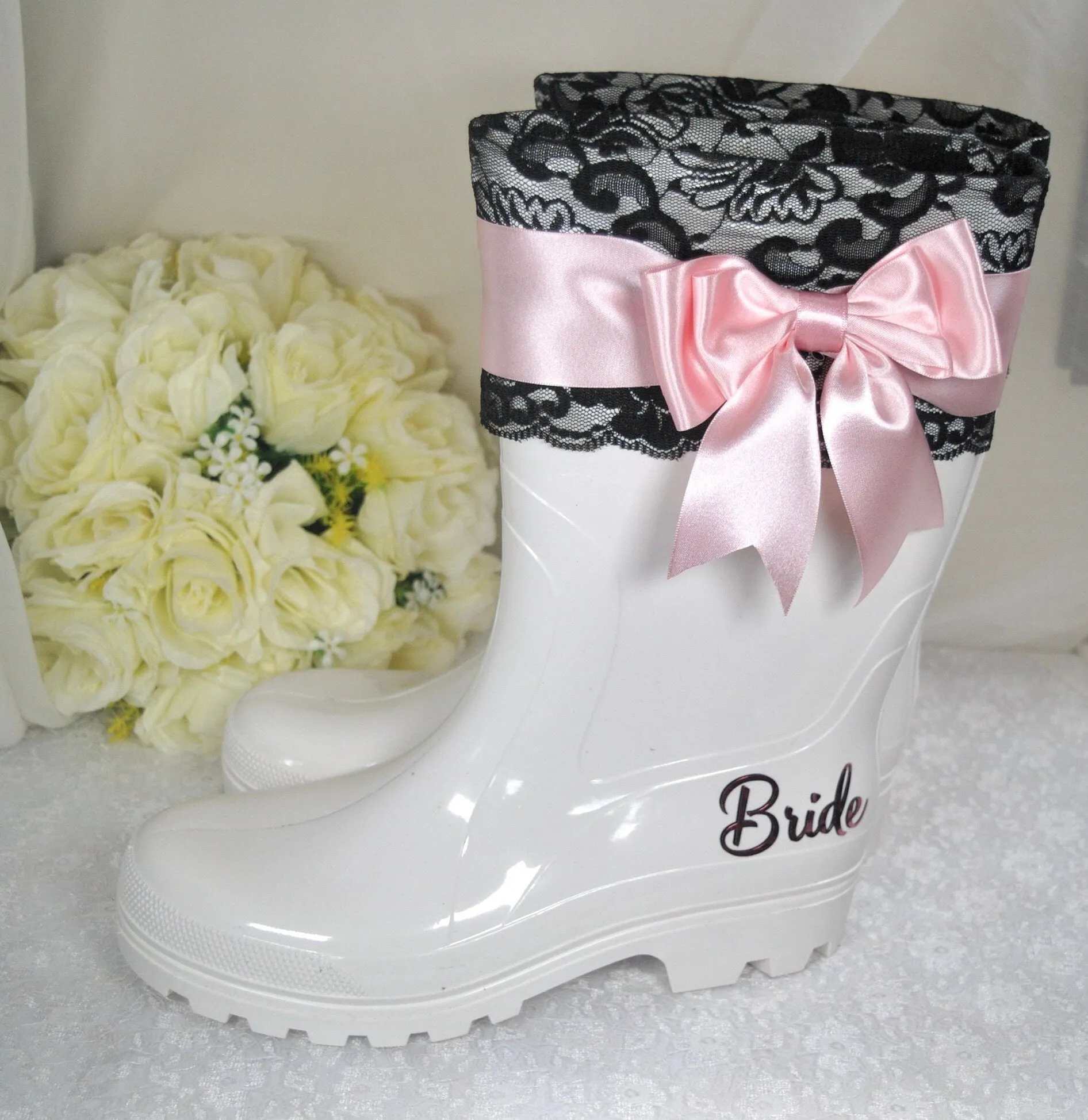 Bridal Rain Boots, Wellies, Alternative Wedding Shoes,