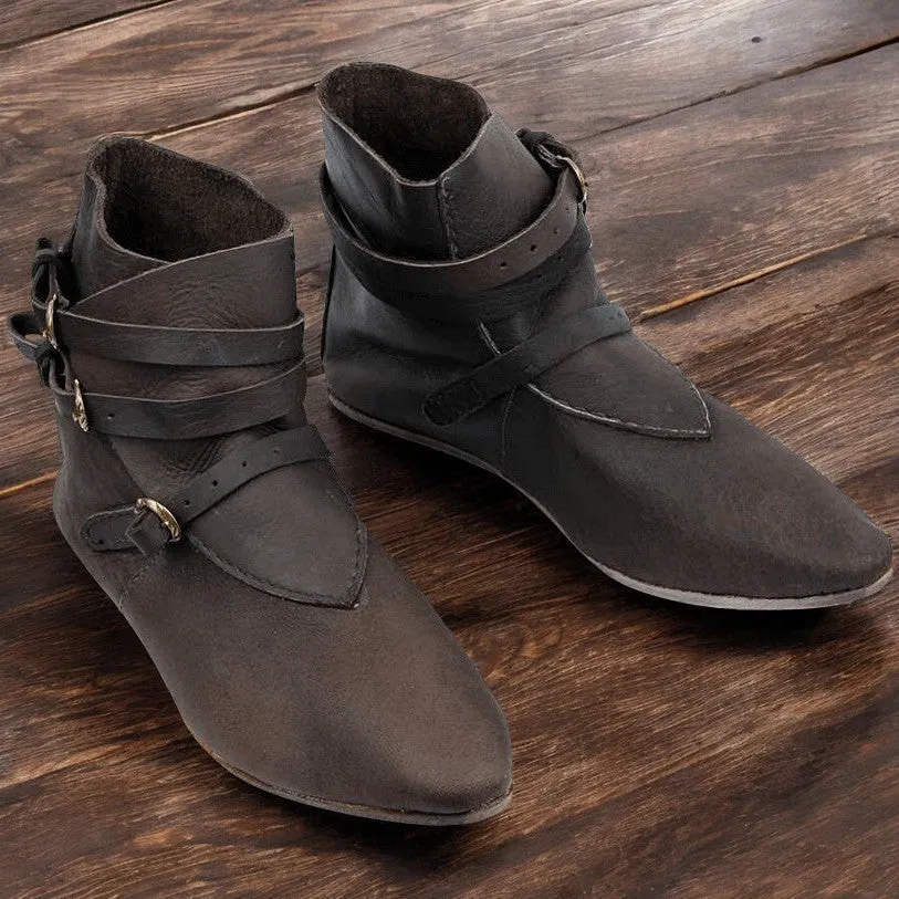 Brown Leather Viking Boots | Raimund Triple Buckle