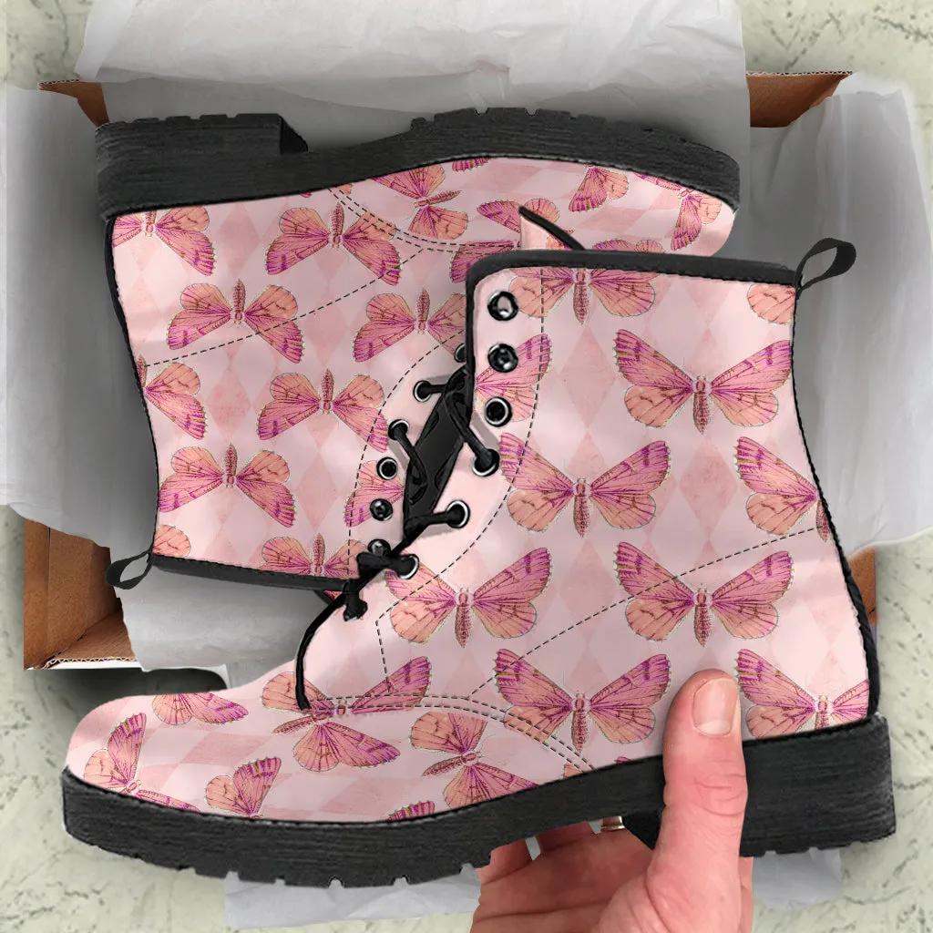Combat Boots - Butterfly Shoes #110 Grunge Vintage Style | Custom Shoes, Women's Aesthetic Shoes, Sorority, Vegan Leather Handmade Lace Up