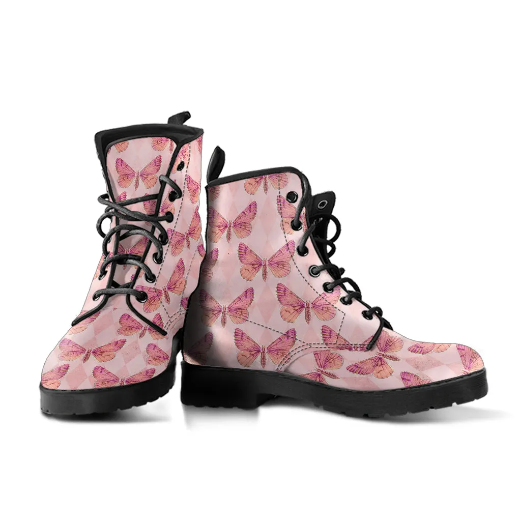 Combat Boots - Butterfly Shoes #110 Grunge Vintage Style | Custom Shoes, Women's Aesthetic Shoes, Sorority, Vegan Leather Handmade Lace Up