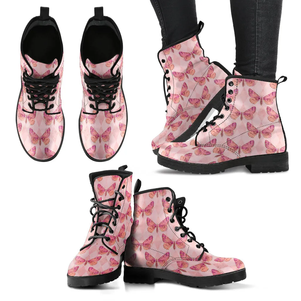 Combat Boots - Butterfly Shoes #110 Grunge Vintage Style | Custom Shoes, Women's Aesthetic Shoes, Sorority, Vegan Leather Handmade Lace Up