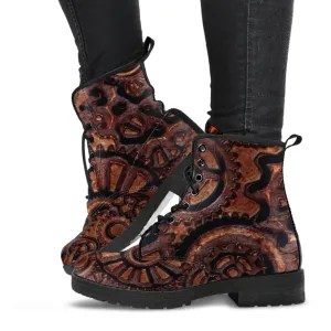 Combat Boots - Steampunk Inspired Design #106 | Grunge Unisex Adult Shoes, Vegan Leather Handmade Lace Up Boots, Custom Shoes Boho