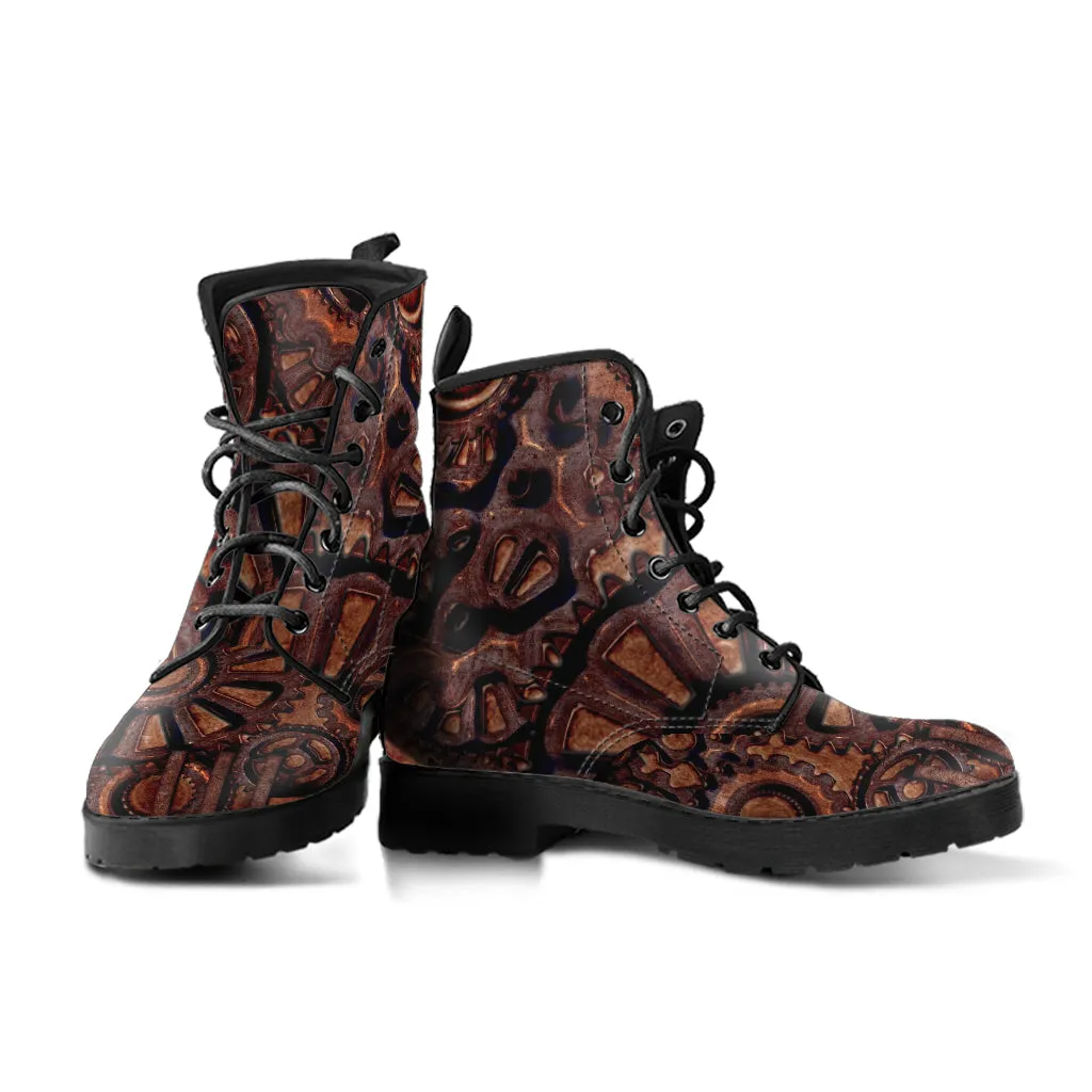 Combat Boots - Steampunk Inspired Design #106 | Grunge Unisex Adult Shoes, Vegan Leather Handmade Lace Up Boots, Custom Shoes Boho