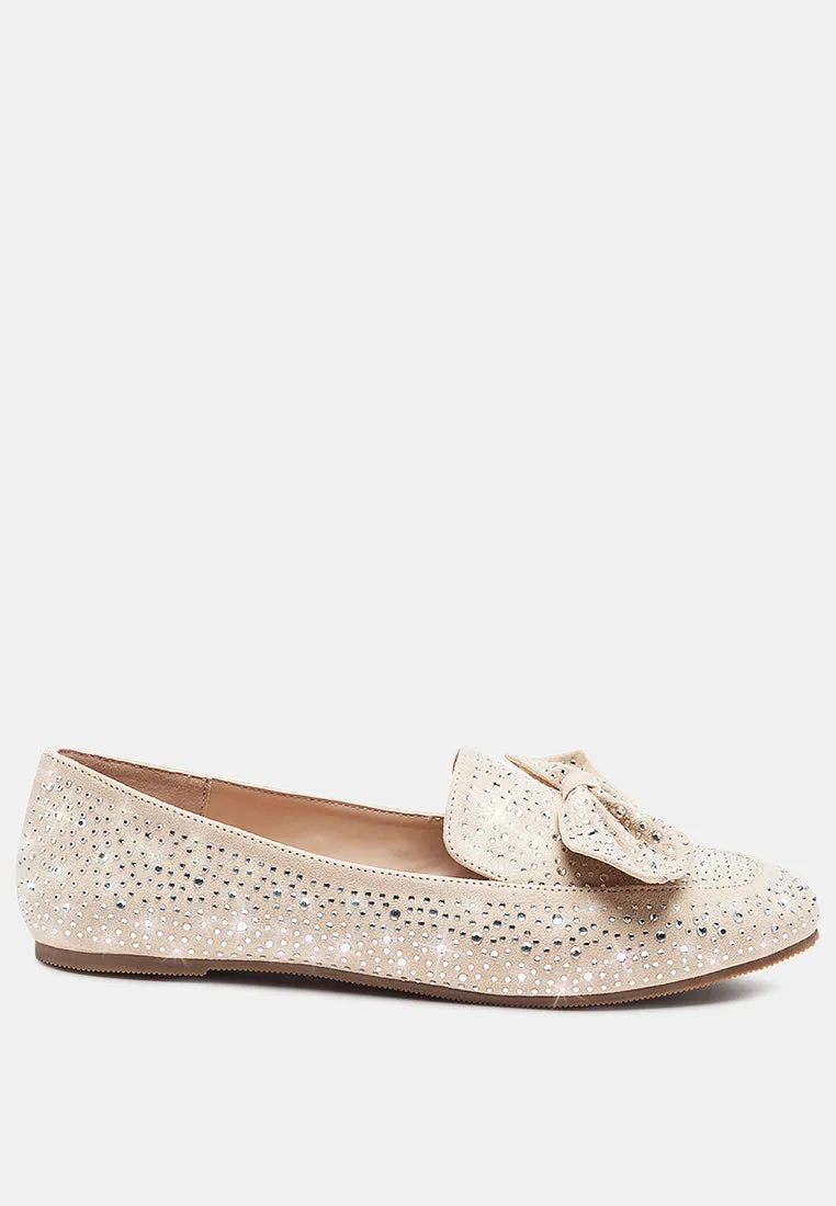 dewdrops embellished casual bow loafers