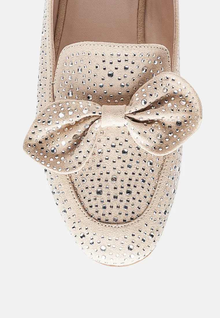 dewdrops embellished casual bow loafers