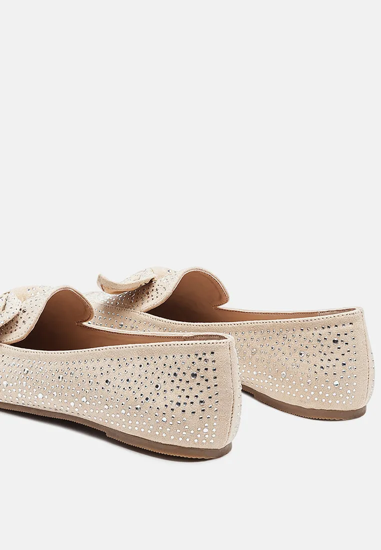 dewdrops embellished casual bow loafers
