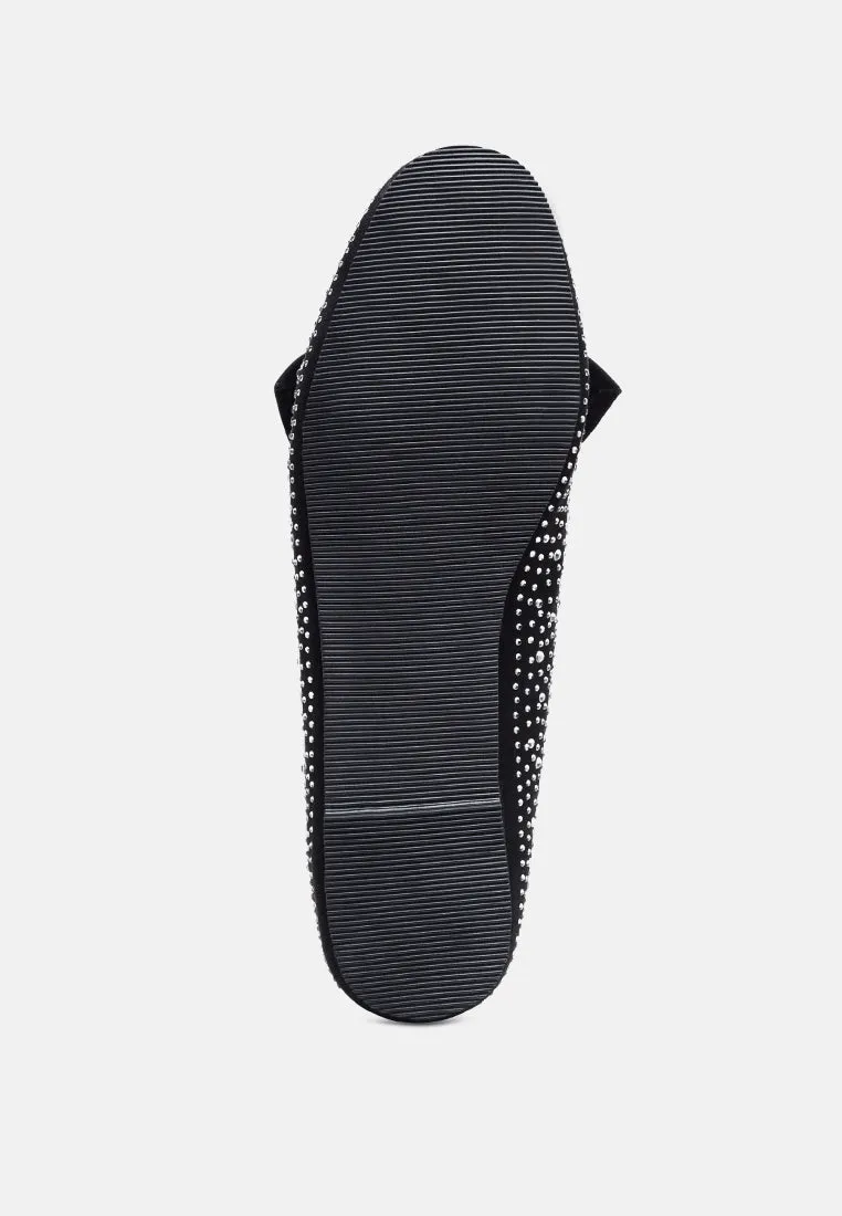 dewdrops embellished casual bow loafers