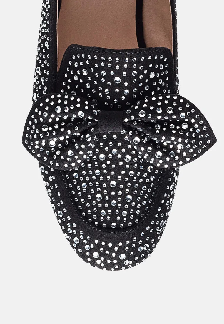 dewdrops embellished casual bow loafers