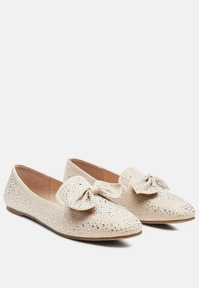 dewdrops embellished casual bow loafers