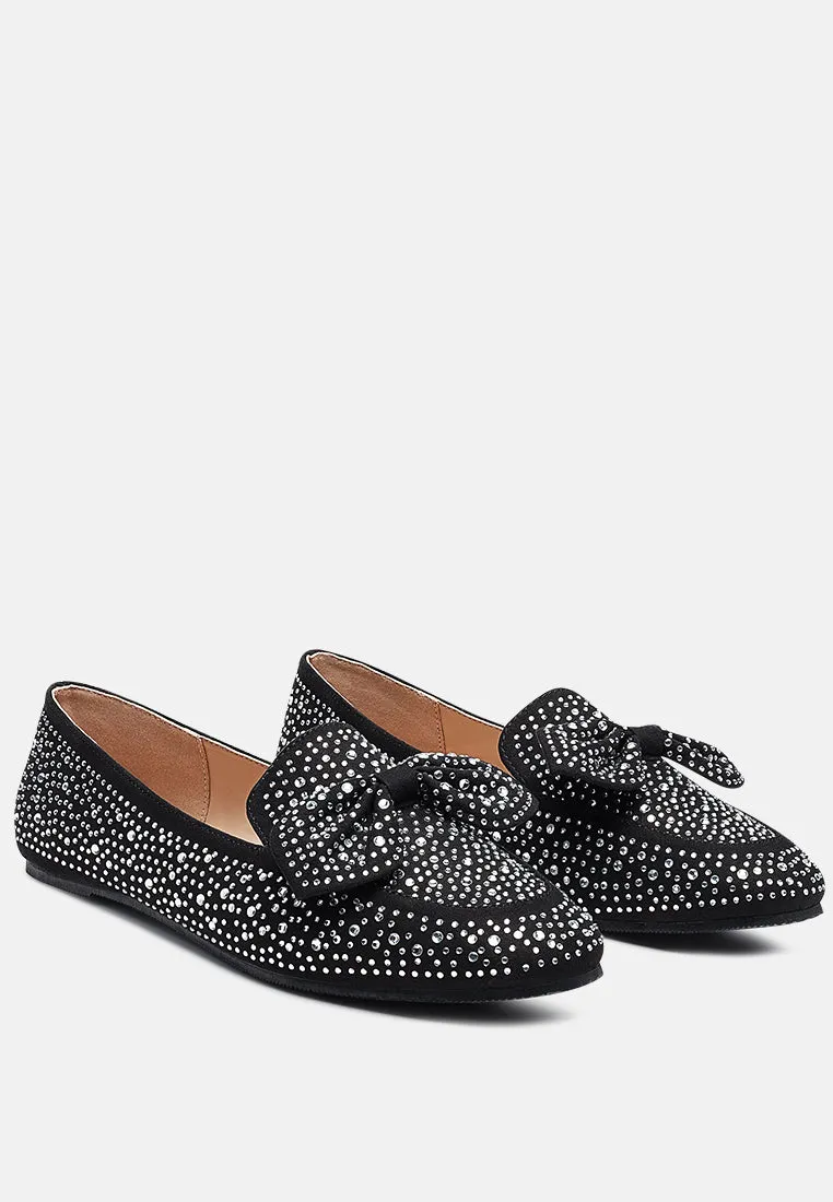 dewdrops embellished casual bow loafers