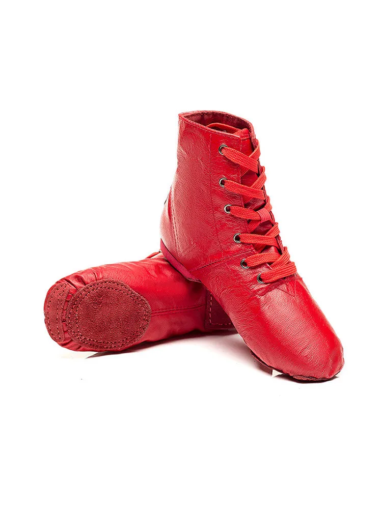 High Top Jazz Shoes Soft Sole Leather Dance Training Shoes