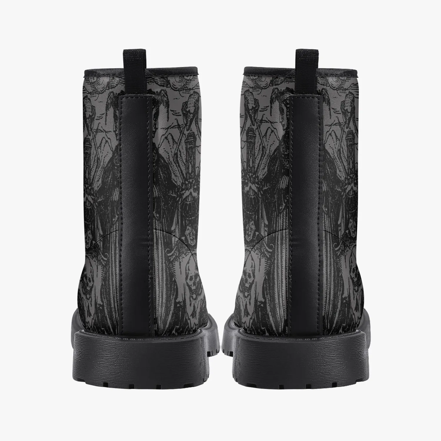 Holbein Dance of Death Grey Vegan Leather Combat Boots (JPREG78)