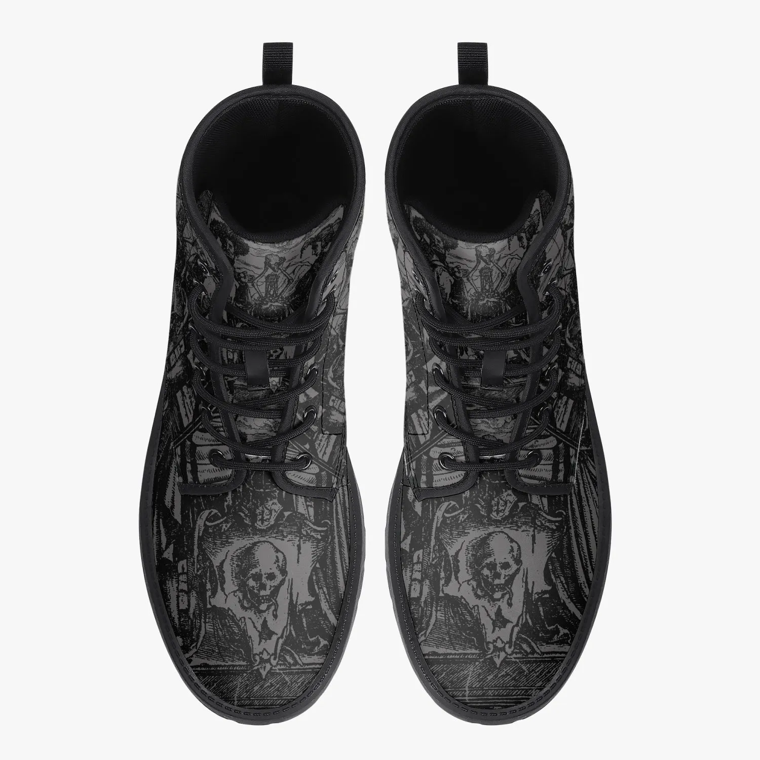 Holbein Dance of Death Grey Vegan Leather Combat Boots (JPREG78)