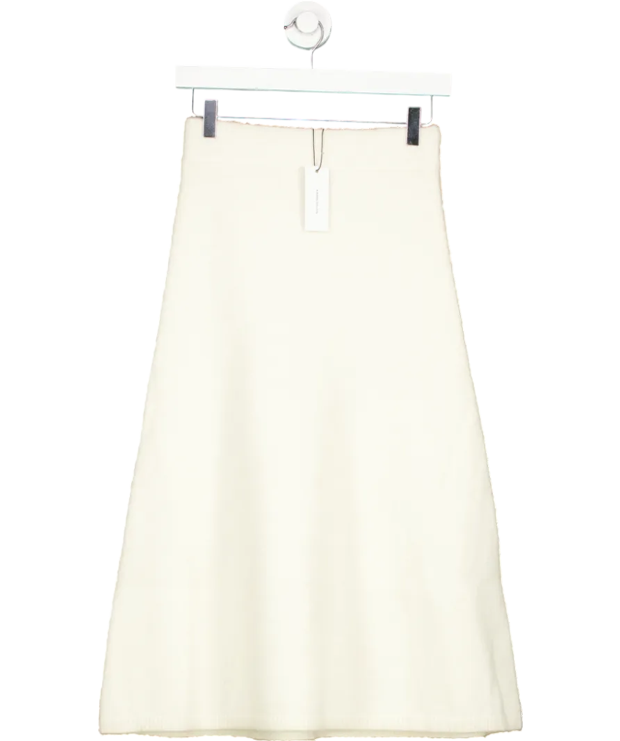 Karen Millen Cream Alpaca Wool Fluffy Full Knit Skirt UK XS