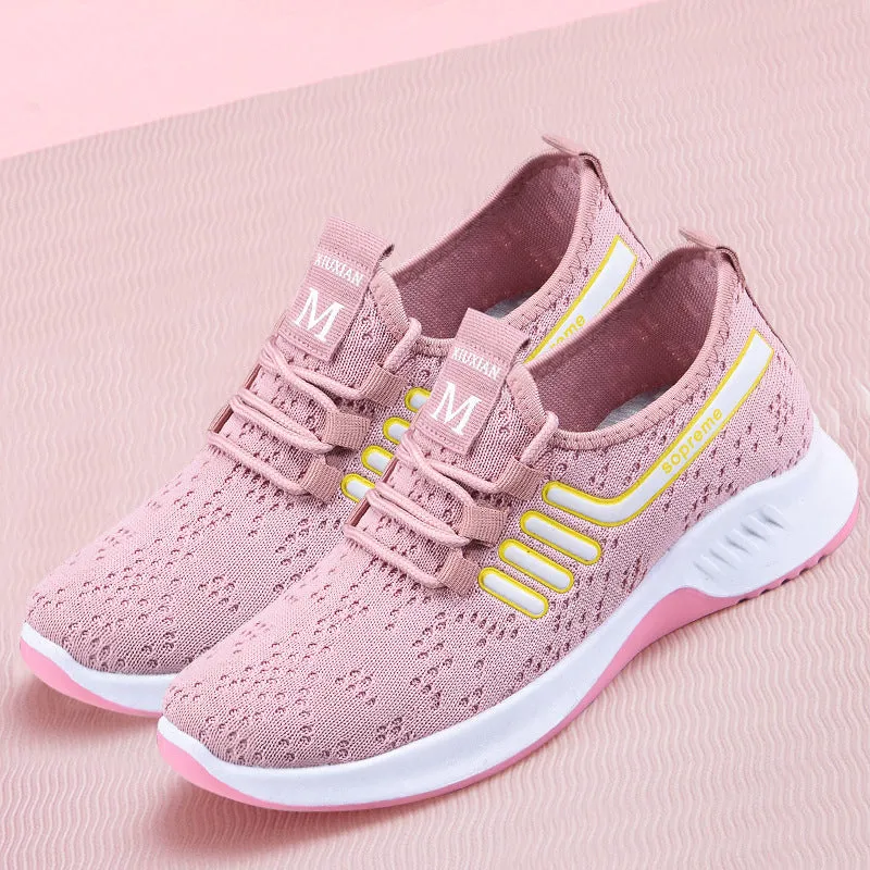Ladies Knit Lace up Shoes Trainers