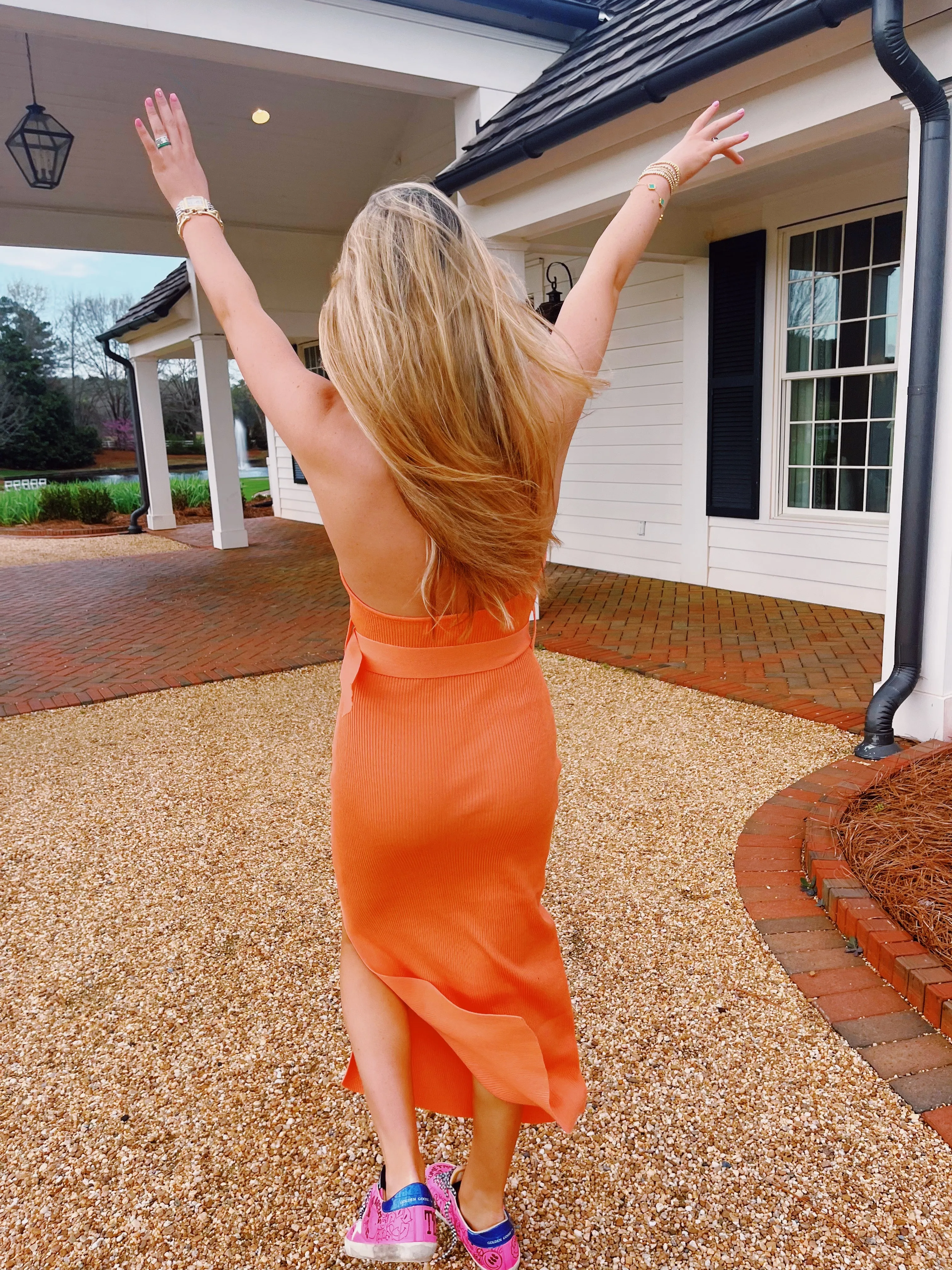 Marlene Collared Midi Dress - Orange