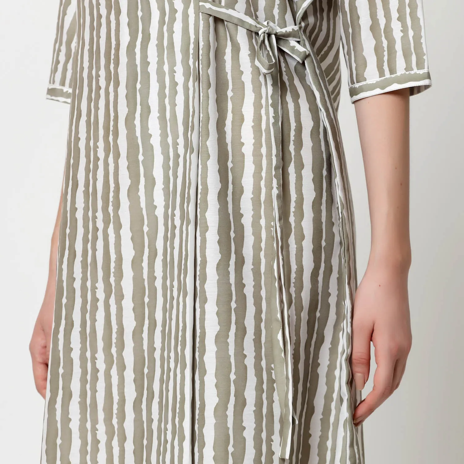 Olive Stripe Tunic With Side Tie Knot