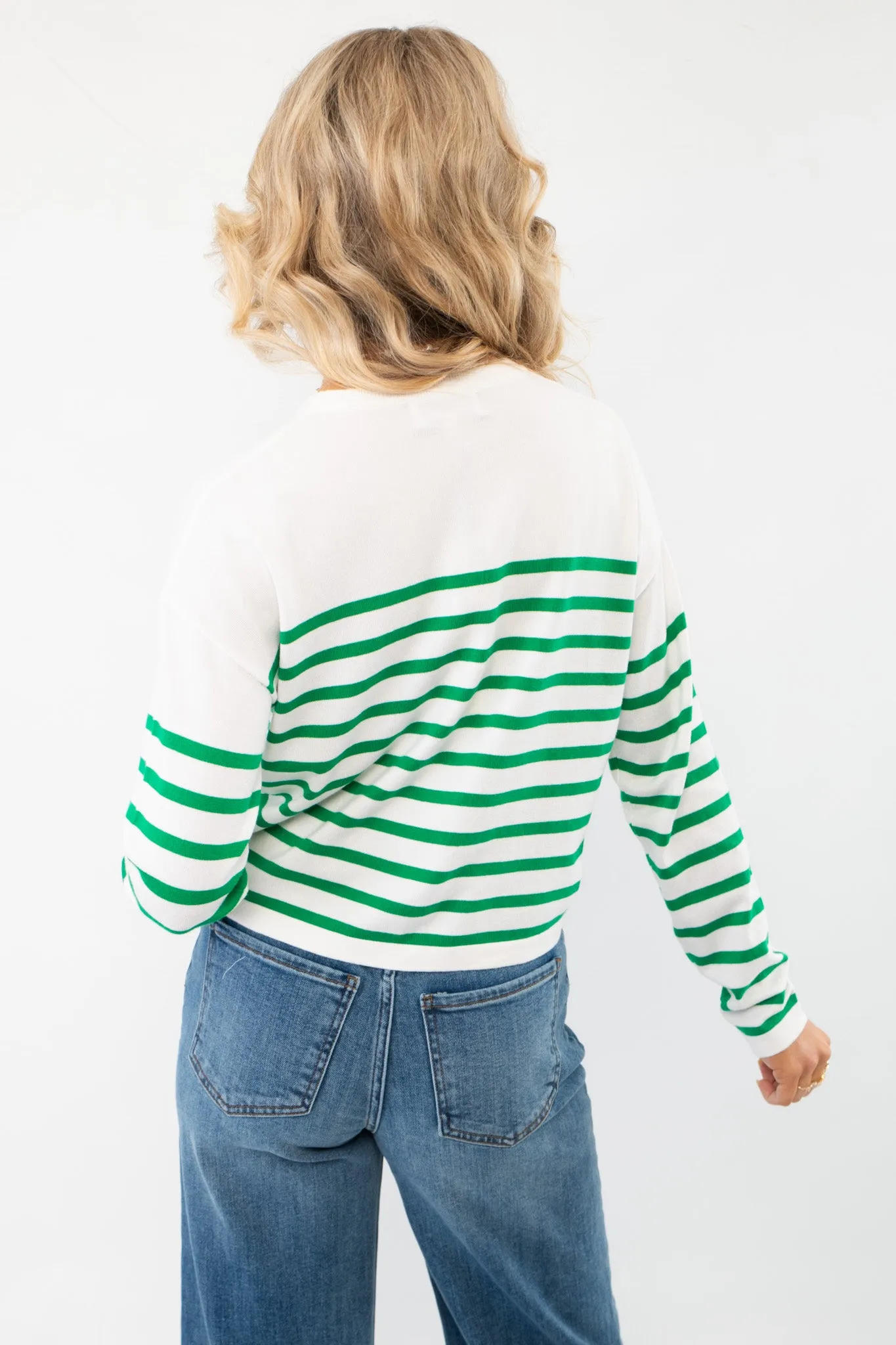 Pinch Me Green Striped Long Sleeve Top