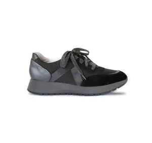 PIPER-BLACK SUEDE/FABRIC COMBO