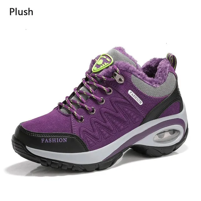 Trainers Women Durable Outside Sneakers Female Platform Durable Damping Comfortable Genuine Leather Female Vulcanized Shoes
