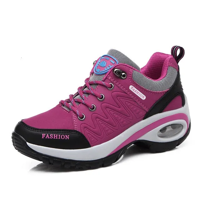 Trainers Women Durable Outside Sneakers Female Platform Durable Damping Comfortable Genuine Leather Female Vulcanized Shoes