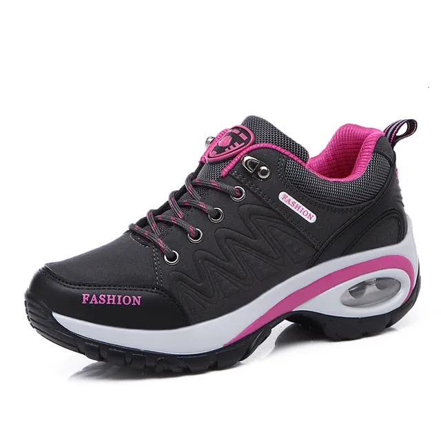 Trainers Women Durable Outside Sneakers Female Platform Durable Damping Comfortable Genuine Leather Female Vulcanized Shoes