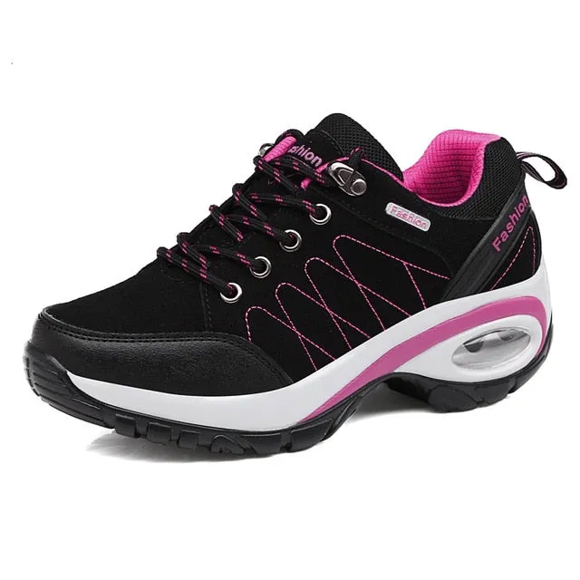 Trainers Women Durable Outside Sneakers Female Platform Durable Damping Comfortable Genuine Leather Female Vulcanized Shoes