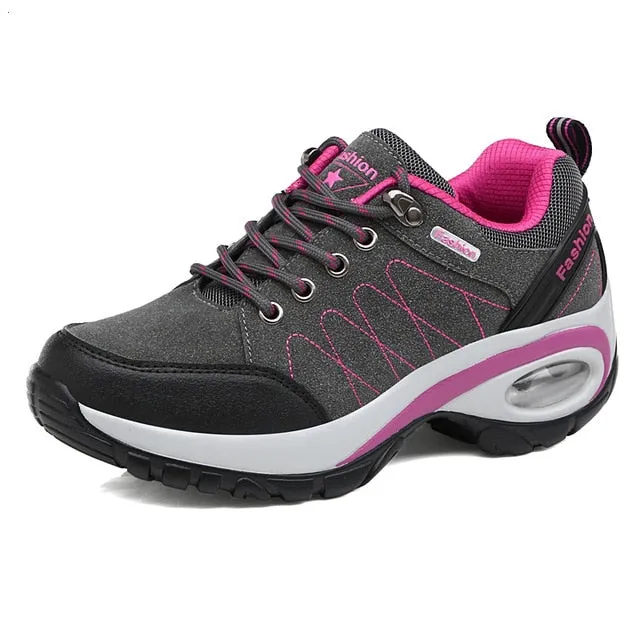 Trainers Women Durable Outside Sneakers Female Platform Durable Damping Comfortable Genuine Leather Female Vulcanized Shoes