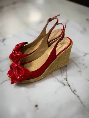 VALENTINO Red Patent Espadrilles - Size 37