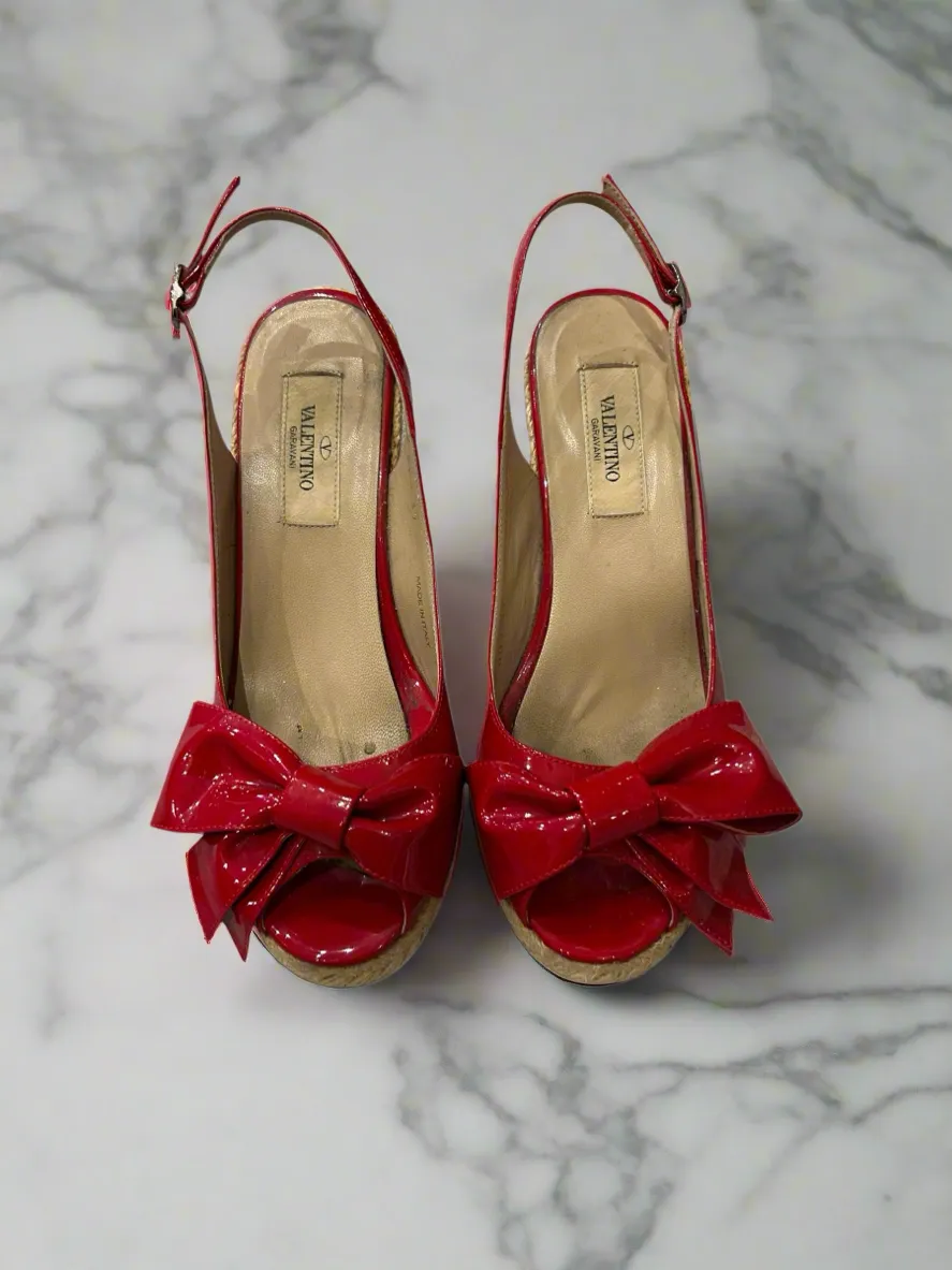 VALENTINO Red Patent Espadrilles - Size 37