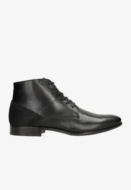 Wojas Black Leather Insulated Ankle Boots | 2408171