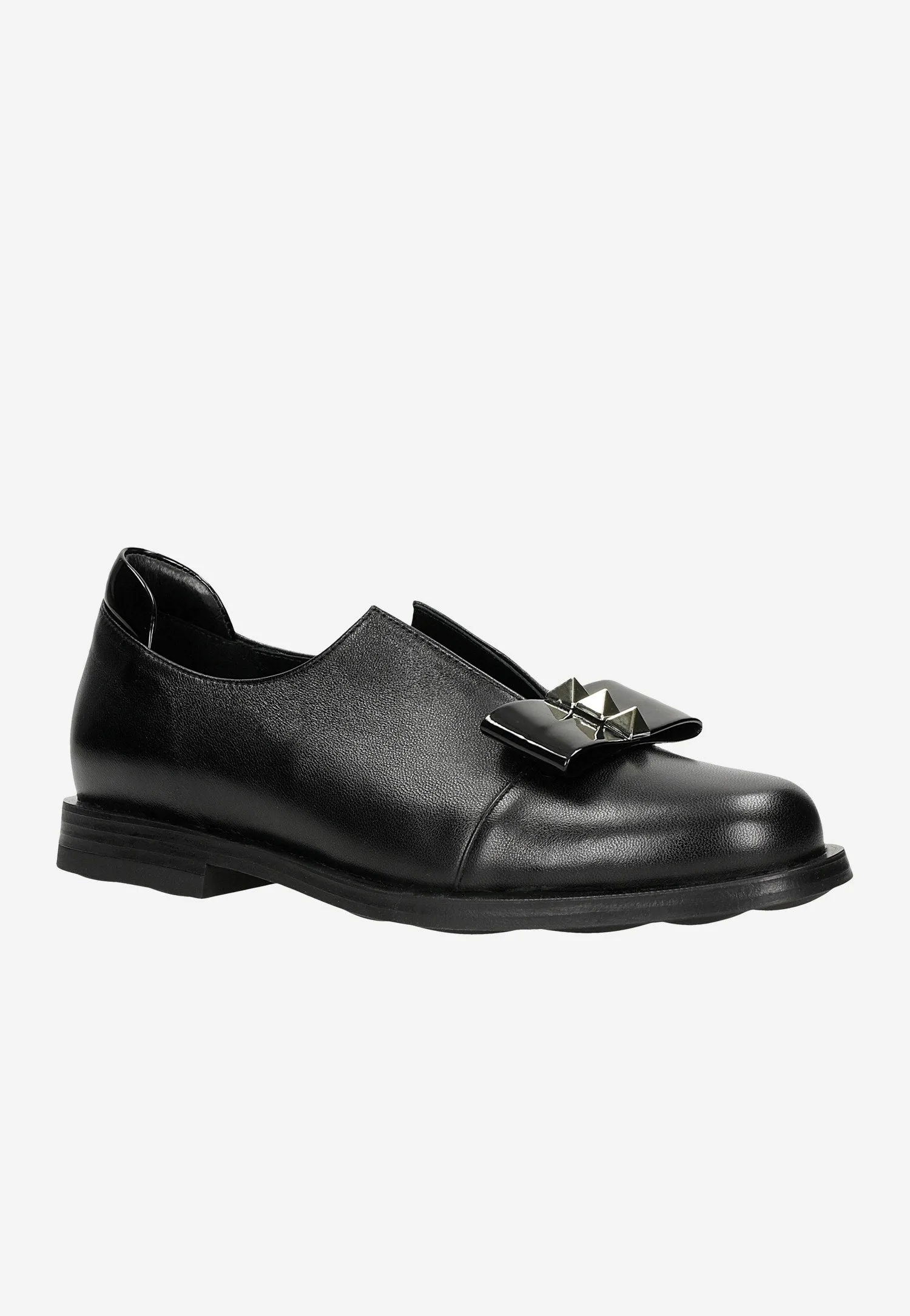Wojas Black Leather Loafers with Black Detail | 4625251
