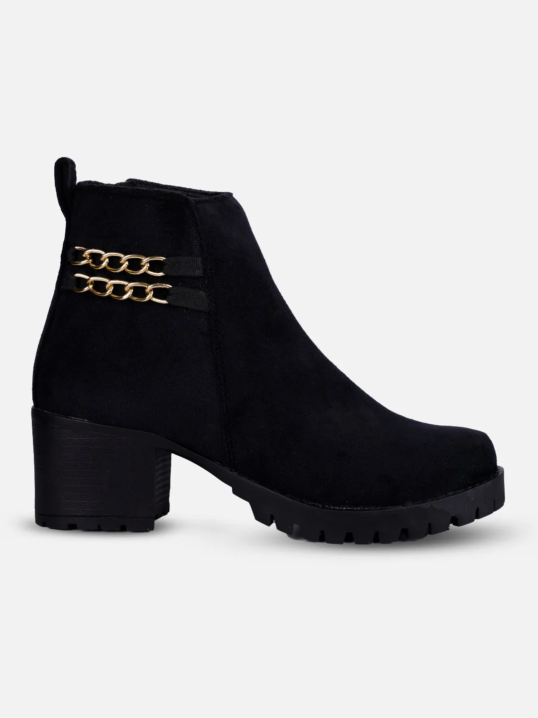 Women's Black Casual Ankle Boots (IU5003)