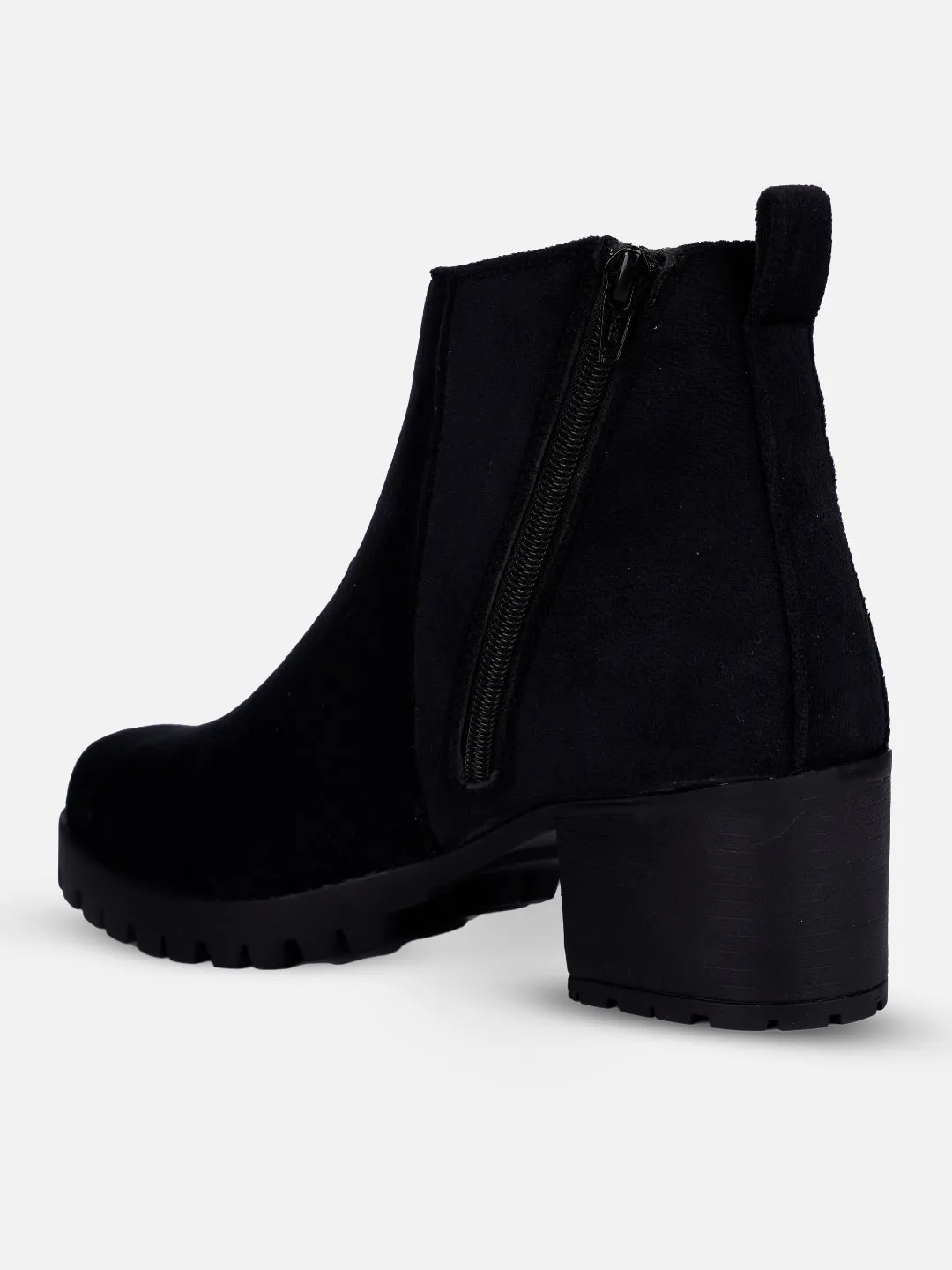 Women's Black Casual Ankle Boots (IU5003)