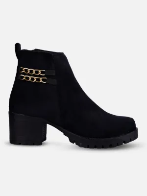 Women's Black Casual Ankle Boots (IU5003)
