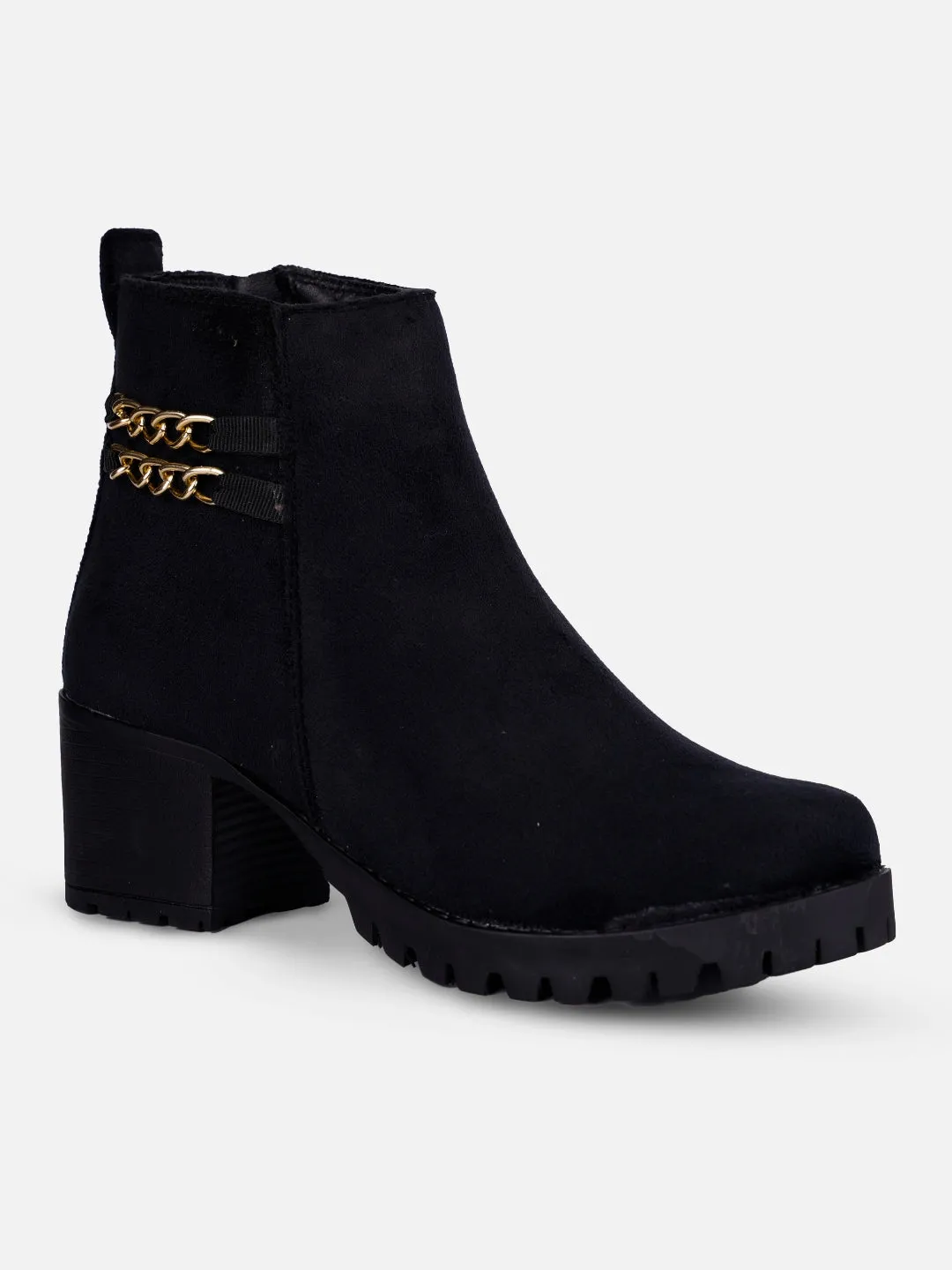 Women's Black Casual Ankle Boots (IU5003)