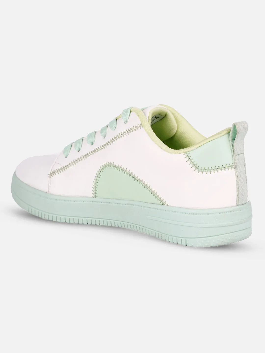 Women's White/Green Platform Sneakers (IU1015)