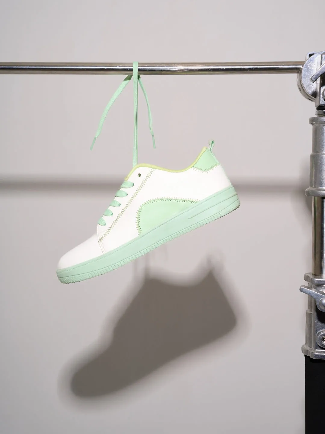 Women's White/Green Platform Sneakers (IU1015)